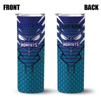 customized charlotte hornets chevron stripes teal skinny tumbler fashion forward.webp
