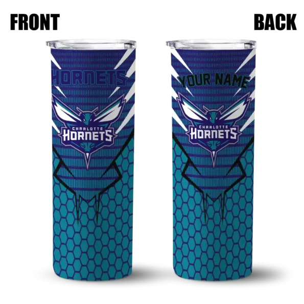 customized charlotte hornets chevron stripes teal skinny tumbler fashion forward.webp