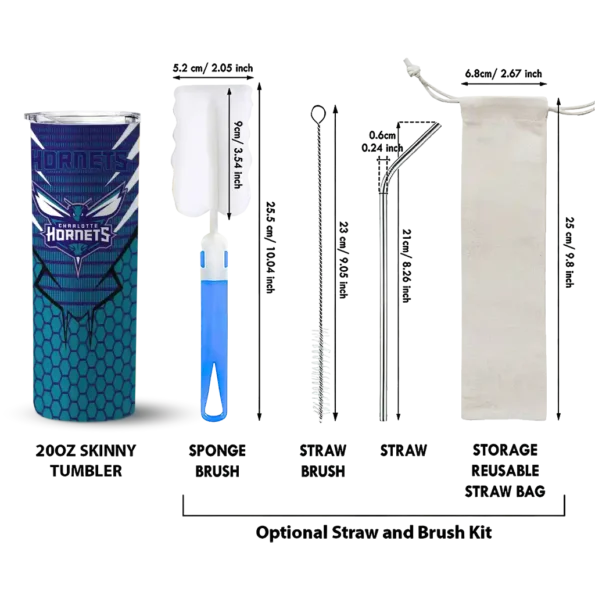 customized charlotte hornets chevron stripes teal skinny tumbler new arrival.webp
