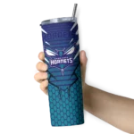 customized charlotte hornets chevron stripes teal skinny tumbler best selling 1.webp