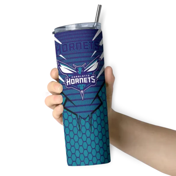 customized charlotte hornets chevron stripes teal skinny tumbler premium grade.webp