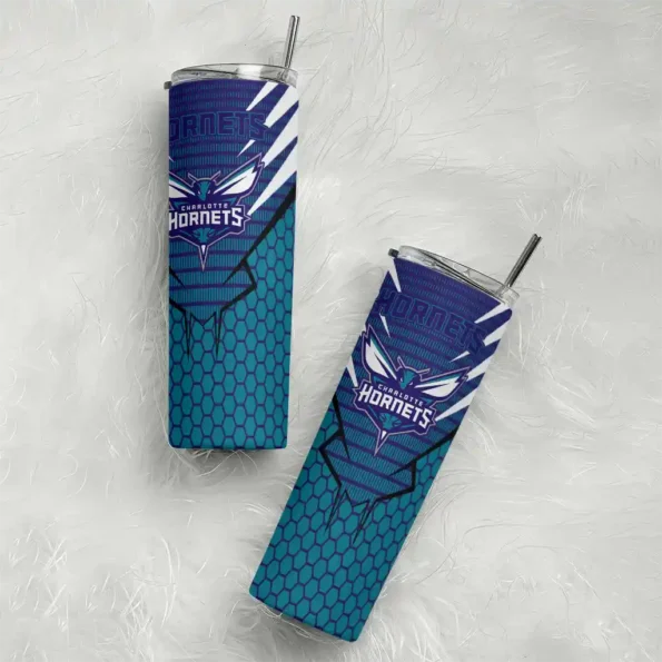customized charlotte hornets chevron stripes teal skinny tumbler top rated.webp