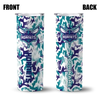 customized charlotte hornets claw marks teal white skinny tumbler fashion forward.webp