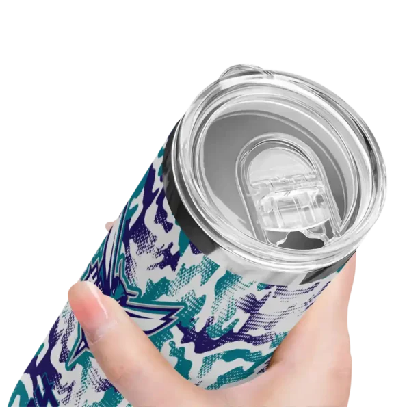 customized charlotte hornets claw marks teal white skinny tumbler high quality.webp