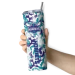 customized charlotte hornets claw marks teal white skinny tumbler best selling 1.webp