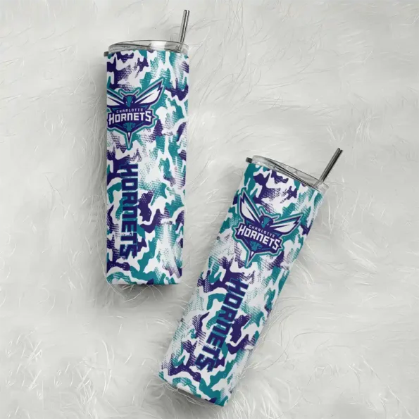 customized charlotte hornets claw marks teal white skinny tumbler top rated.webp
