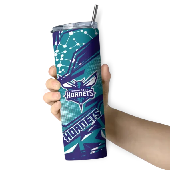 customized charlotte hornets helmet clash teal skinny tumbler premium grade.webp