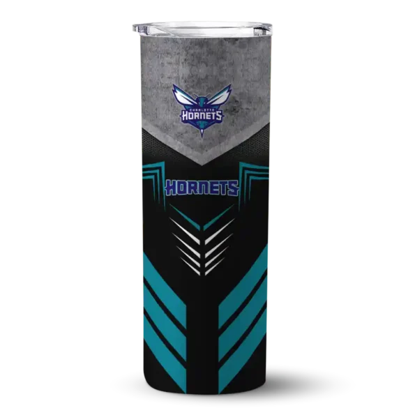 customized charlotte hornets hexagon honeycomb teal black skinny tumbler best selling 1.webp