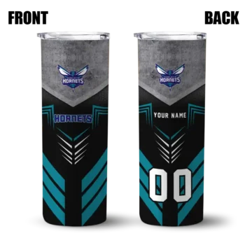customized charlotte hornets hexagon honeycomb teal black skinny tumbler fashion forward.webp