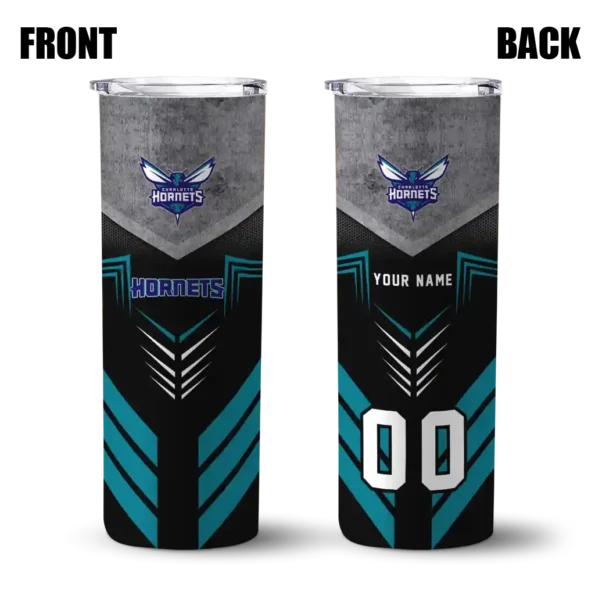 customized charlotte hornets hexagon honeycomb teal black skinny tumbler fashion forward.webp