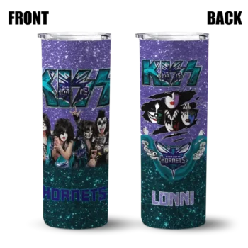 customized charlotte hornets kiss band purple skinny tumbler fashion forward.webp