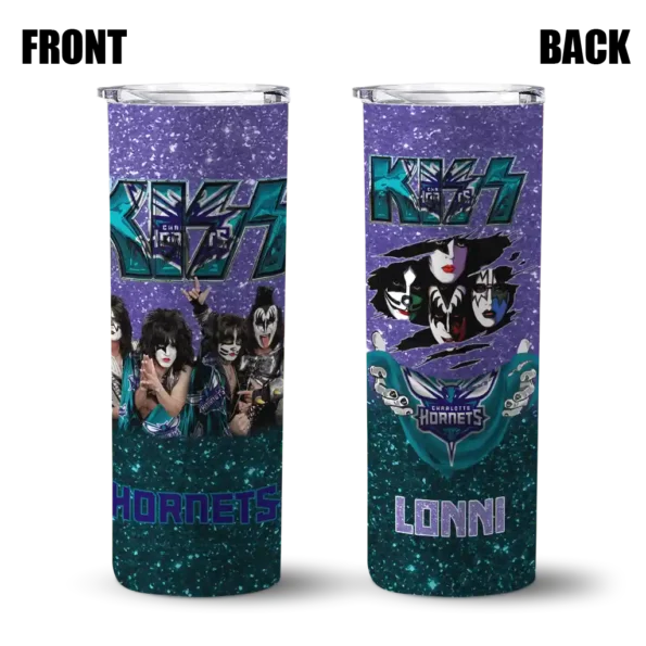 customized charlotte hornets kiss band purple skinny tumbler fashion forward.webp