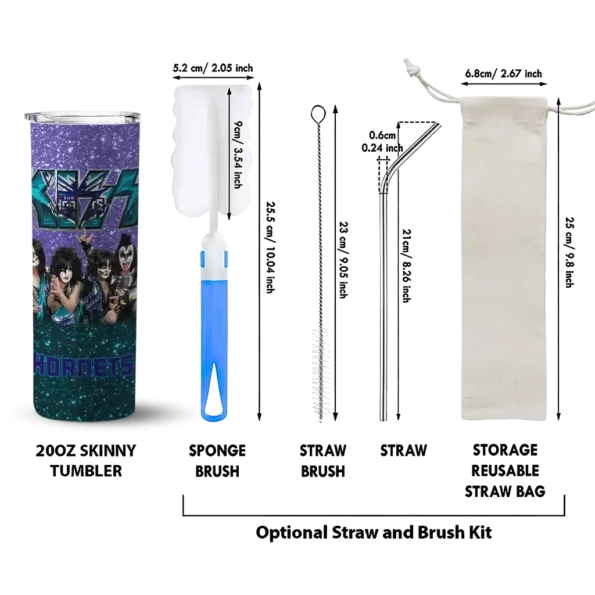 customized charlotte hornets kiss band purple skinny tumbler new arrival.webp