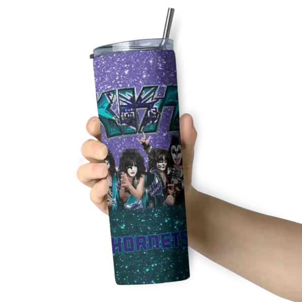 customized charlotte hornets kiss band purple skinny tumbler premium grade.webp