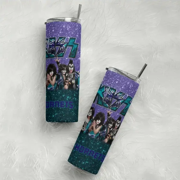 customized charlotte hornets kiss band purple skinny tumbler top rated.webp