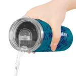 customized charlotte hornets metallic grid teal skinny tumbler best selling 1.webp