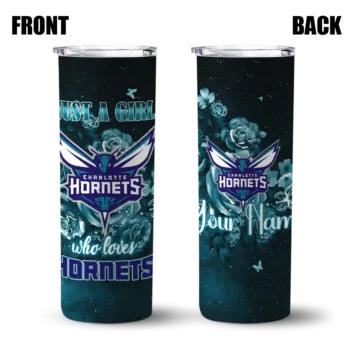 customized charlotte hornets rose romance teal black skinny tumbler fashion forward.webp