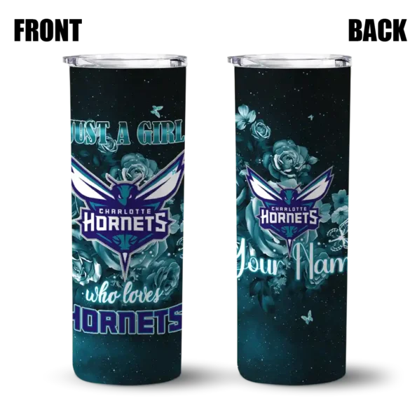 customized charlotte hornets rose romance teal black skinny tumbler fashion forward.webp