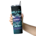 customized charlotte hornets rose romance teal black skinny tumbler best selling 1.webp