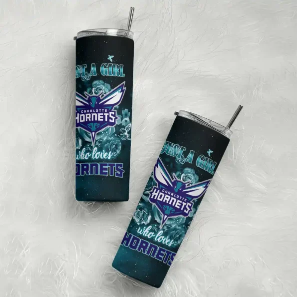 customized charlotte hornets rose romance teal black skinny tumbler top rated.webp