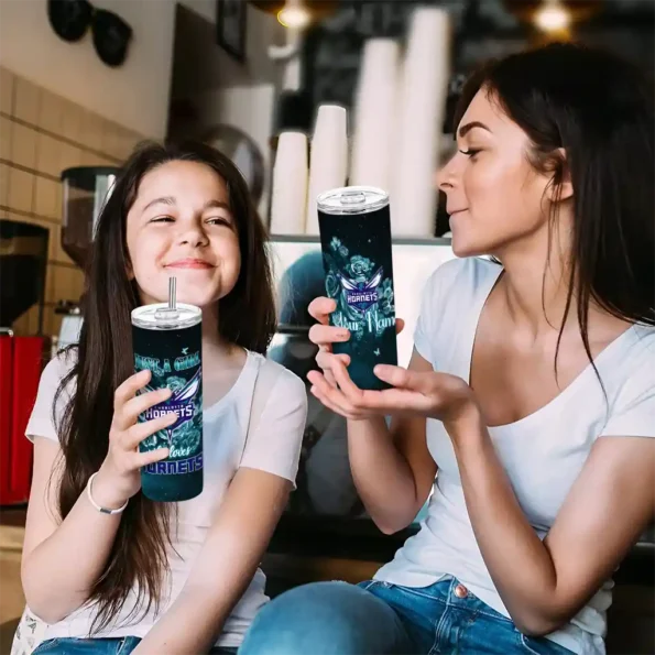 customized charlotte hornets rose romance teal black skinny tumbler trendy.webp