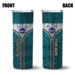 customized charlotte hornets sparkle drip teal skinny tumbler best selling 1.webp