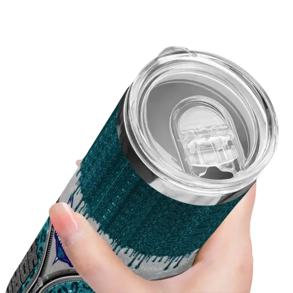 customized charlotte hornets sparkle drip teal skinny tumbler high quality.webp