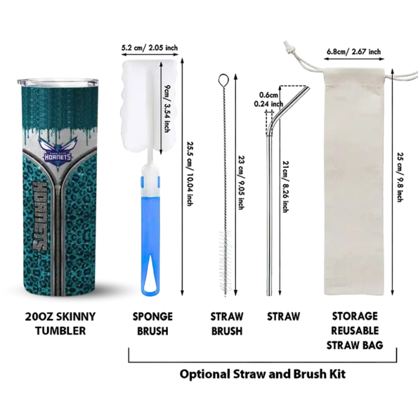 customized charlotte hornets sparkle drip teal skinny tumbler new arrival.webp