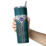 customized charlotte hornets sparkle drip teal skinny tumbler best selling 1.webp