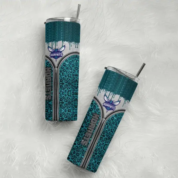 customized charlotte hornets sparkle drip teal skinny tumbler top rated.webp