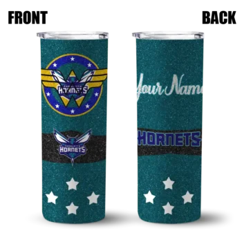 customized charlotte hornets star cluster teal skinny tumbler fashion forward.webp