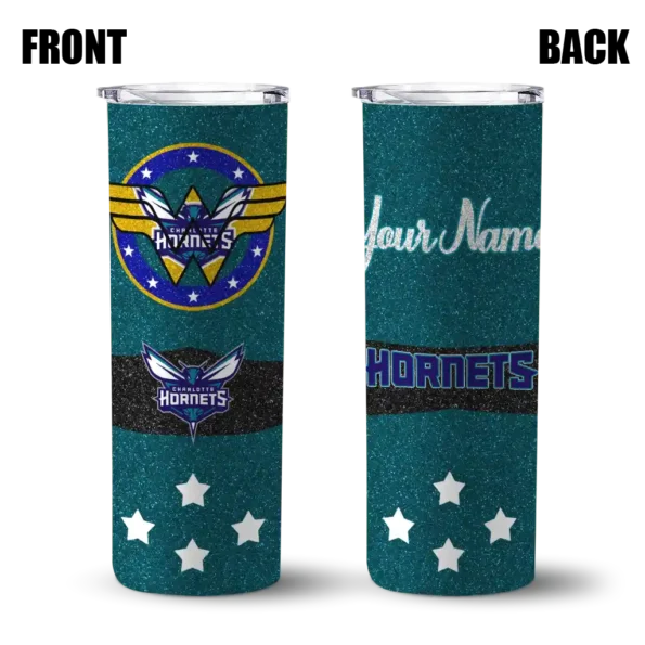 customized charlotte hornets star cluster teal skinny tumbler fashion forward.webp