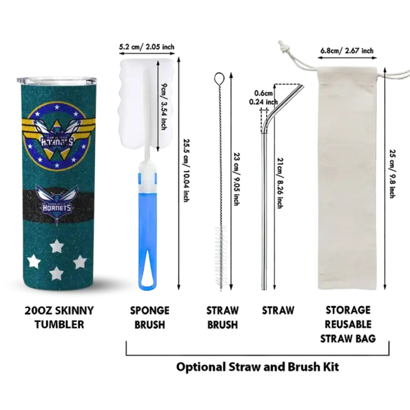 customized charlotte hornets star cluster teal skinny tumbler new arrival.webp
