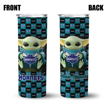 customized charlotte hornets yoda cozy teal black skinny tumbler fashion forward.webp