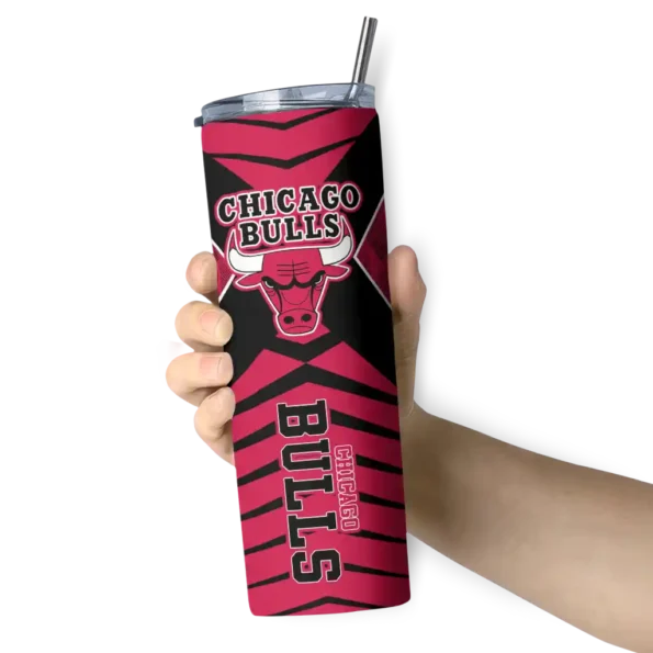 customized chicago bulls camo texture red skinny tumbler premium grade.webp