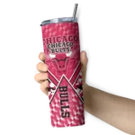 customized chicago bulls monogram burst red white skinny tumbler best selling 1.webp
