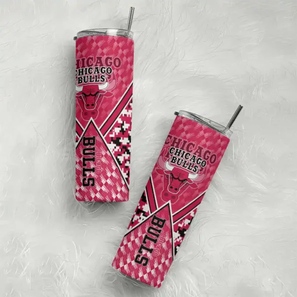 customized chicago bulls monogram burst red white skinny tumbler top rated.webp