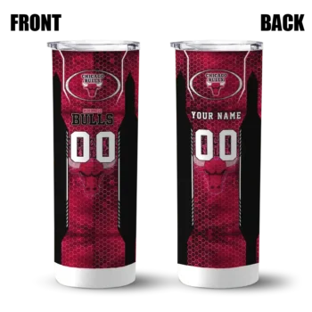 customized chicago bulls stacked diamond red skinny tumbler fashion forward.webp