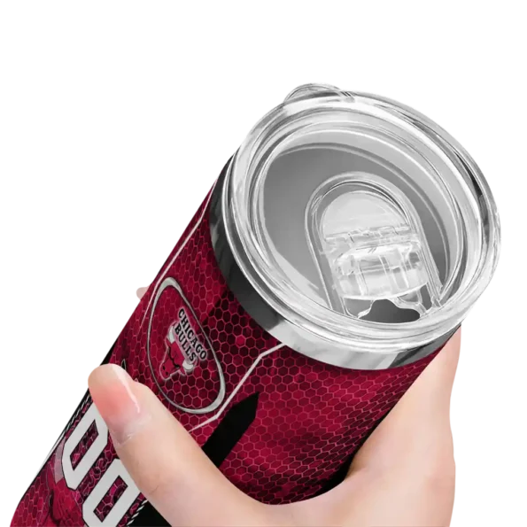 customized chicago bulls stacked diamond red skinny tumbler high quality.webp