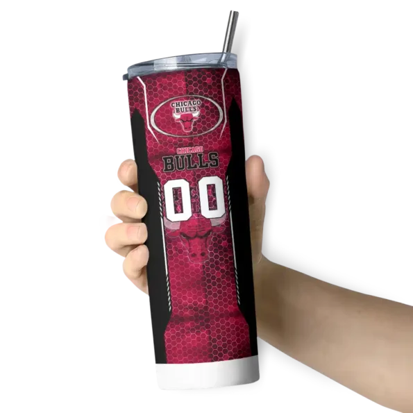 customized chicago bulls stacked diamond red skinny tumbler premium grade.webp