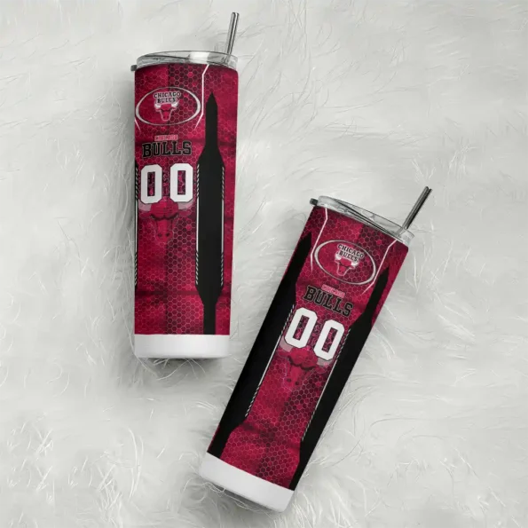 customized chicago bulls stacked diamond red skinny tumbler top rated.webp