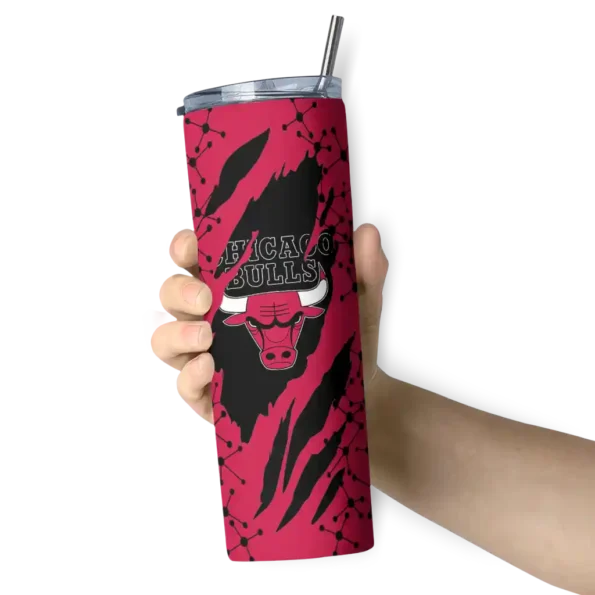 customized chicago bulls star pop red black skinny tumbler premium grade.webp