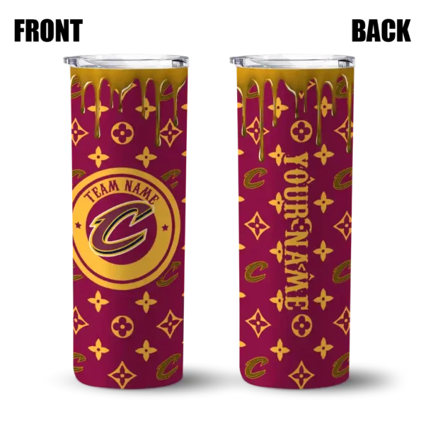 customized cleveland cavaliers camo streak wine skinny tumbler fashion forward.webp