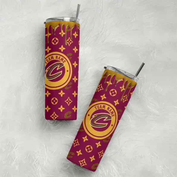 customized cleveland cavaliers camo streak wine skinny tumbler top rated.webp