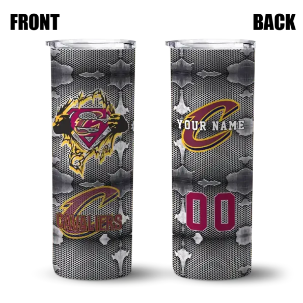 customized cleveland cavaliers chevron v wine gray skinny tumbler fashion forward.webp