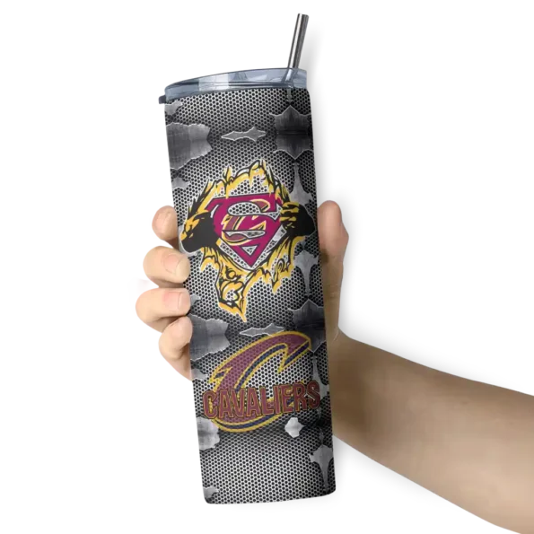 customized cleveland cavaliers chevron v wine gray skinny tumbler premium grade.webp