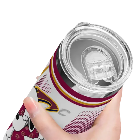customized cleveland cavaliers snoopy dog wine white skinny tumbler high quality.webp