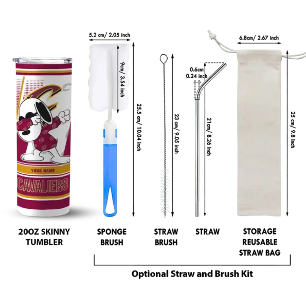 customized cleveland cavaliers snoopy dog wine white skinny tumbler new arrival.webp