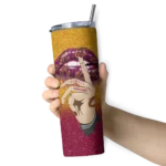 customized cleveland cavaliers sparkle lips wine skinny tumbler best selling 1.webp
