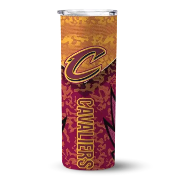 customized cleveland cavaliers spiral burst print wine skinny tumbler best selling 1.webp